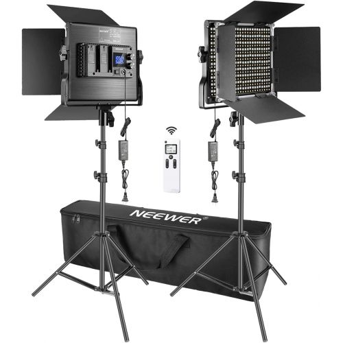 니워 [아마존베스트]Neewer 2 Packs Advanced 2.4G 660 LED Video Light Photography Lighting Kit with Bag, Dimmable Bi-Color LED Panel with 2.4G Wireless Remote, LCD Screen and Light Stand for Portrait P