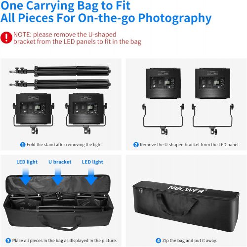 니워 [아마존베스트]Neewer 2 Packs Advanced 2.4G 660 LED Video Light Photography Lighting Kit with Bag, Dimmable Bi-Color LED Panel with 2.4G Wireless Remote, LCD Screen and Light Stand for Portrait P