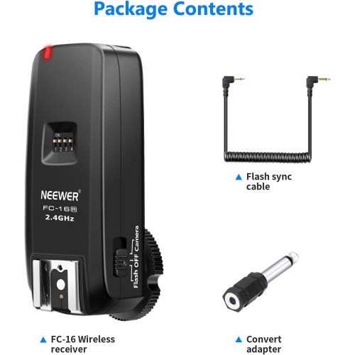 니워 [아마존베스트]Neewer FC-16 Multi-Channel 2.4GHz 3-IN-1 Wireless Hot Shoe Flash Receiver for Canon and Nikon DSLR Cameras