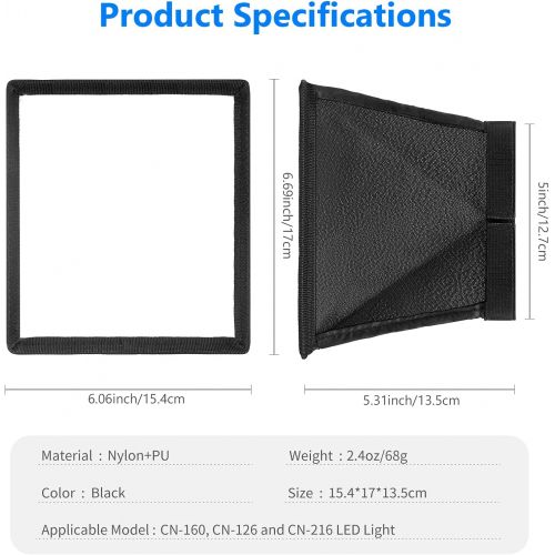 니워 [아마존베스트]Neewer 5.9x6.7 inches/15x17 centimeters Camera Collapsible Diffuser Mini Softbox for CN-160, CN-126 and CN-216 LED Light