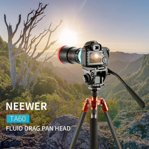 니워 [아마존베스트]Neewer Metal Heavy Duty Video Camera Tripod Fluid Drag Pan Head with 1/4 and 3/8 inches Screws Sliding Plate for DSLR Cameras Video Camcorders Shooting Filming, up to 11 pounds/5 k