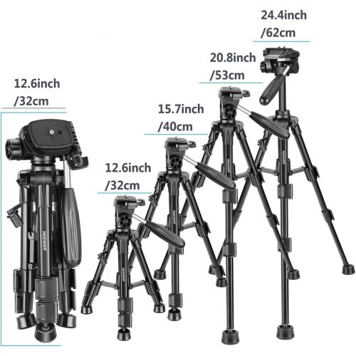 니워 [아마존베스트]Neewer Mini Travel Tabletop Camera Tripod 24 inches/62 centimeters, Portable Aluminum with 3-Way Swivel Pan Head for DSLR Camera,Smartphones,DV Video up to 6.6 pounds/3 Kilograms (