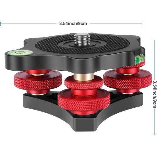 니워 [아마존베스트]Neewer Photography Tripod Leveler Tri-Wheel Leveling Base with Bubble Level and 3/8 inch Screw, 3 Dials with +/-5 Degree Precision Adjustment, Aluminum Alloy Construction