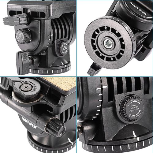 니워 [아마존베스트]Neewer Video Camera Tripod Fluid Drag Pan Head with 1/4 inch Quick Shoe Plate for Canon Nikon Sony DSLR Cameras Camcorder Shooting Filming，Load up to 8.8 pounds/4 kilograms