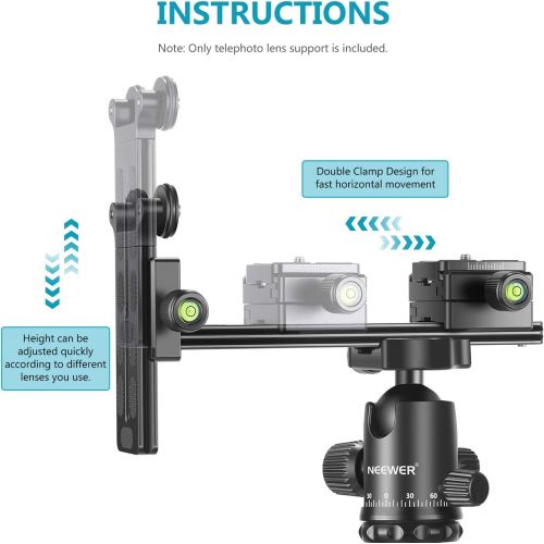 니워 [아마존베스트]Neewer Telephoto Lens Support Bracket Quick Shoe Plate Long-Focus Stand Holder with 1/4inch and 3/8inch Screw Thread for Tripod Ball Head DSLR Camera Photography Compatible with Ar