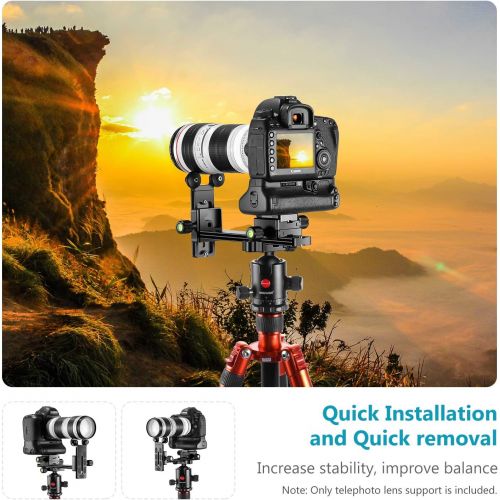 니워 [아마존베스트]Neewer Telephoto Lens Support Bracket Quick Shoe Plate Long-Focus Stand Holder with 1/4inch and 3/8inch Screw Thread for Tripod Ball Head DSLR Camera Photography Compatible with Ar