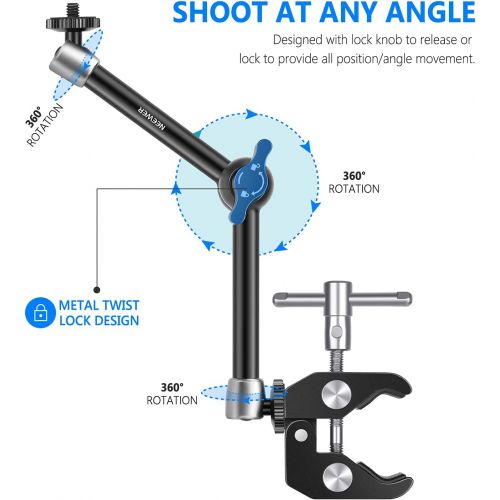 니워 [아마존베스트]Neewer 11 inches Adjustable Articulating Friction Magic Arm with Super Clamp, Robust Aluminum Alloy for DSLR/Mirrorless Cameras, Camcorders, LED Light, Flash Light, Field Monitor V