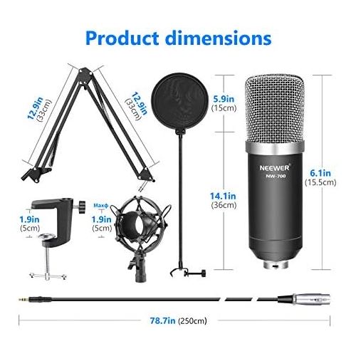 니워 [아마존베스트]Neewer NW-700 Professional Studio Broadcasting Recording Condenser Microphone & NW-35 Adjustable Recording Microphone Suspension Scissor Arm Stand with Shock Mount and Mounting Cla