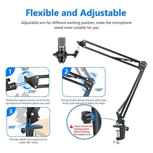 니워 [아마존베스트]Neewer NW-700 Professional Studio Broadcasting Recording Condenser Microphone & NW-35 Adjustable Recording Microphone Suspension Scissor Arm Stand with Shock Mount and Mounting Cla