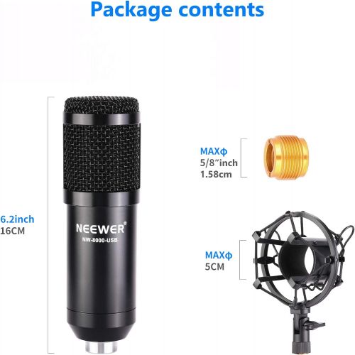 니워 [아마존베스트]Neewer USB Microphone 192KHz/24Bit Plug&Play Computer Cardioid Mic Podcast Condenser Microphone with Professional Sound Chipset for Livestreaming/YouTube/Gaming Record/Voice Over (