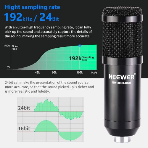 니워 [아마존베스트]Neewer USB Microphone 192KHz/24Bit Plug&Play Computer Cardioid Mic Podcast Condenser Microphone with Professional Sound Chipset for Livestreaming/YouTube/Gaming Record/Voice Over (