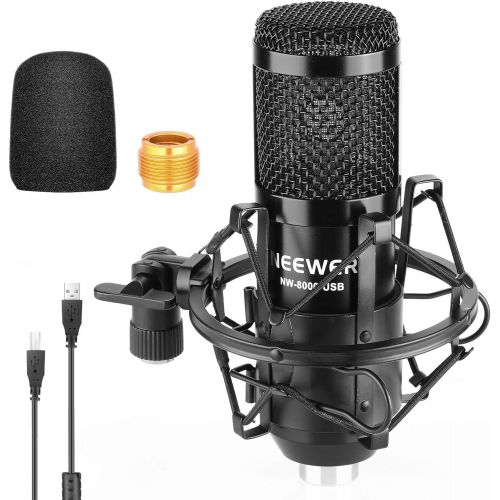 니워 [아마존베스트]Neewer USB Microphone 192KHz/24Bit Plug&Play Computer Cardioid Mic Podcast Condenser Microphone with Professional Sound Chipset for Livestreaming/YouTube/Gaming Record/Voice Over (