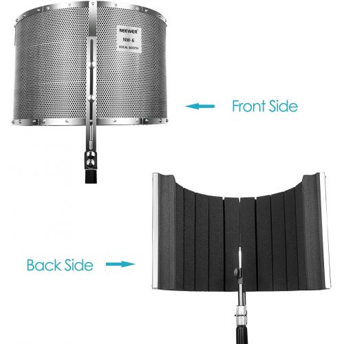 니워 [아마존베스트]Neewer Microphone Isolation Shield Absorber Filter Vocal Isolation Booth with Lightweight Aluminum Panel, Thick Soundproofing Foams, Mounting Brackets and Screws for Mic Stand with