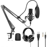 [아마존베스트]Neewer USB Microphone Kit 192KHz/24Bit Plug&Play Cardioid Condenser Mic with Monitor Headphones, Foam Cap, Arm Stand and Shock Mount for Karaoke/YouTube/Gaming Record/Podcasts/Sing