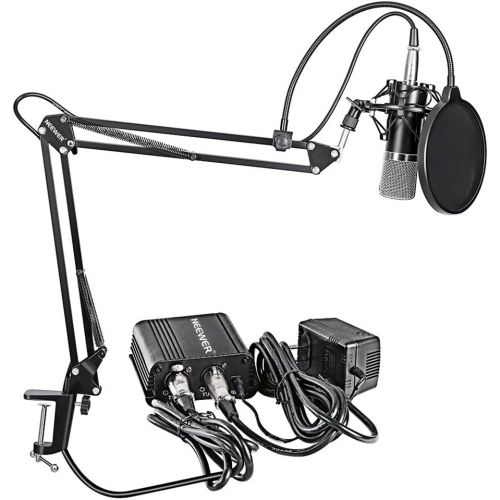 니워 [아마존베스트]Neewer NW-700 Professional Condenser Microphone & NW-35 Suspension Boom Scissor Arm Stand with XLR Cable and Mounting Clamp & NW-3 Pop Filter & 48V Phantom Power Supply with Adapte