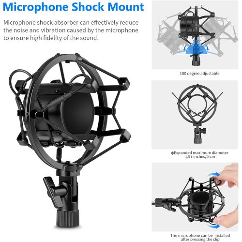 니워 [아마존베스트]Neewer USB Microphone for Windows and Mac with Suspension Scissor Arm Stand, Shock Mount, Pop Filter, USB Cable and Table Mounting Clamp Kit for Broadcasting and Sound Recording (B