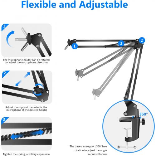 니워 [아마존베스트]Neewer USB Microphone for Windows and Mac with Suspension Scissor Arm Stand, Shock Mount, Pop Filter, USB Cable and Table Mounting Clamp Kit for Broadcasting and Sound Recording (B