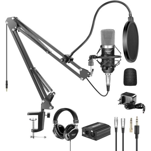 니워 [아마존베스트]Neewer NW-700 Pro Condenser Microphone and Monitor Headphones Kit with 48V Phantom Power Supply, NW-35 Boom Scissor Arm Stand, Shock Mount and Pop Filter for Home Studio Sound Reco