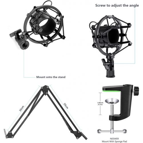 니워 [아마존베스트]Neewer NW-800 Professional Studio Broadcasting Recording Condenser Microphone & NW-35 Adjustable Recording Microphone Suspension Scissor Arm Stand