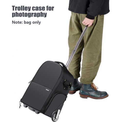 니워 [아마존베스트]Neewer 2-in-1 Wheeled Camera Backpack Luggage Trolley Case - Anti-shock Detachable Padded Compartment, Hidden Pull Bar and Strap, Durable, Waterproof for Camera, Tripod, Lens for A