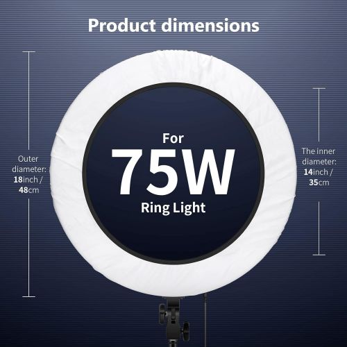 니워 [아마존베스트]Neewer 18 inches Collapsible Photography Video Light Softbox Diffuser for 75W(600W Equivalent) Ring Fluorescent Light Flash Light