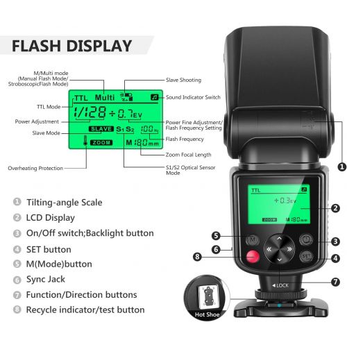 니워 [아마존베스트]Neewer 750II TTL Flash Speedlite with LCD Display for Nikon D7200 D7100 D7000 D5500 D5300 D5200 D5100 D5000 D3300 D3200 D3100 D3000 D700 D600 D500 D90 D80 D70 D60 D50 and Other Nik