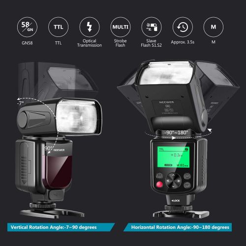 니워 [아마존베스트]Neewer 750II TTL Flash Speedlite with LCD Display for Nikon D7200 D7100 D7000 D5500 D5300 D5200 D5100 D5000 D3300 D3200 D3100 D3000 D700 D600 D500 D90 D80 D70 D60 D50 and Other Nik