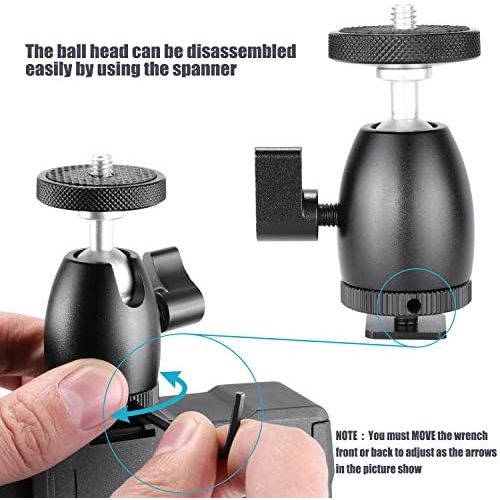 니워 [아마존베스트]Neewer 1/4 Mini Ball Head Camera Mount with Lock and Hot Shoe Adapter - Black