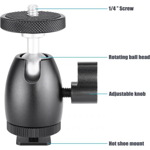 니워 [아마존베스트]Neewer 1/4 Mini Ball Head Camera Mount with Lock and Hot Shoe Adapter - Black