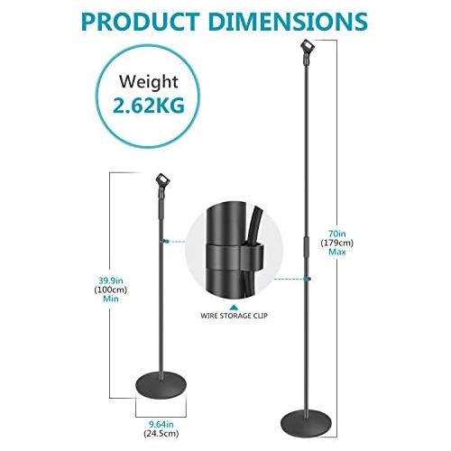 니워 [아마존베스트]Neewer Compact microphone stand, floor stand with microphone holder, adjustable height, robust iron tripod with a solid round base removable for easy transport (black).