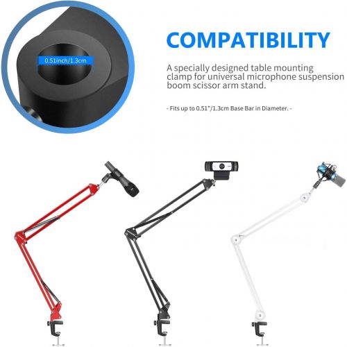 니워 [아마존베스트]Neewer Robust metal table mounting clamp for microphone hanging boom scissor arm stand holder with adjustable positioning screw, fits up to 1.97 inches / 5 cm table thickness, bla