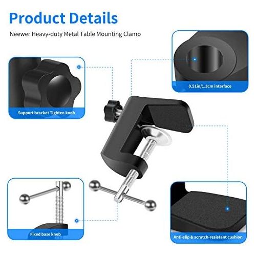 니워 [아마존베스트]Neewer Robust Metal Table Mounting Clamp for MIC Suspension Boom Scissor Arm Stand Holder with Adjustable Positioning Screw, Fits up to 1.97/5cm ThickBlack (4Pack)