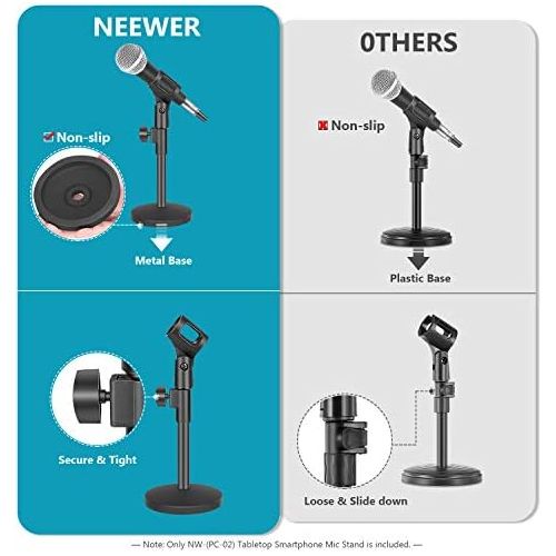 니워 [아마존베스트]Neewer 8/20cm Black Iron Base Desk Microphone Stand with Microphone Clip
