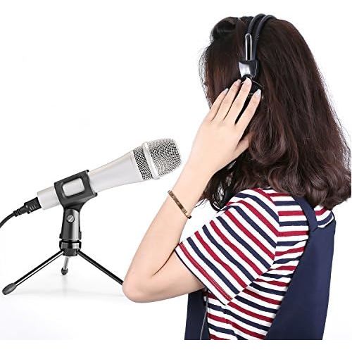 니워 [아마존베스트]Neewer Foldable tripod desktop desk microphone stand with non-slip feet, durable iron construction, 3/8 inch and 5/8 inch thread mounting, black