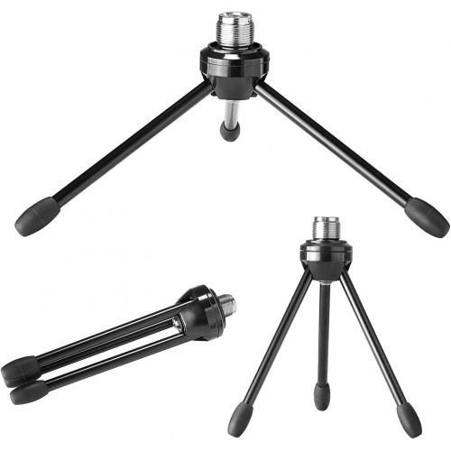 니워 [아마존베스트]Neewer Foldable tripod desktop desk microphone stand with non-slip feet, durable iron construction, 3/8 inch and 5/8 inch thread mounting, black