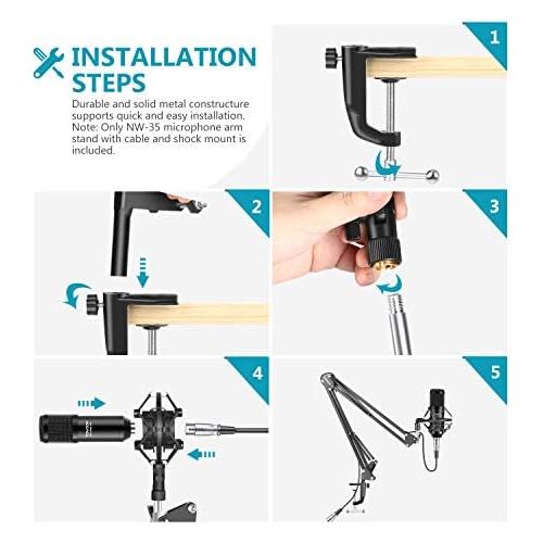 니워 [아마존베스트]Neewer transfer Studio Microphone Boom Scissor Arm Stand with Hanging Erschuetterungsabsorber and XLR Cable-Male to Female