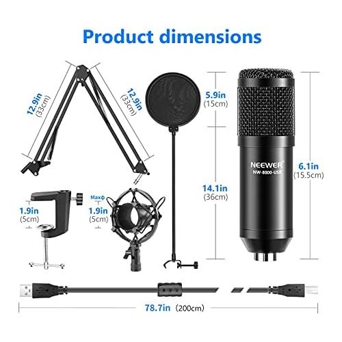 니워 [아마존베스트]Neewer USB Microphone Set Cardioid Podcast Condenser Microphone