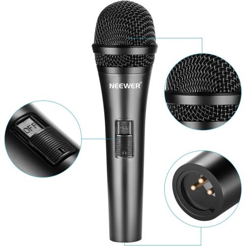 니워 [아마존베스트]Neewer Dynamic Cardioid Microphone with XLR Male to XLR Female Cable Rigid Metal Construction for Professional Musical Instruments Pickups Vocal Broadcasting Voice - Black (NW-040)