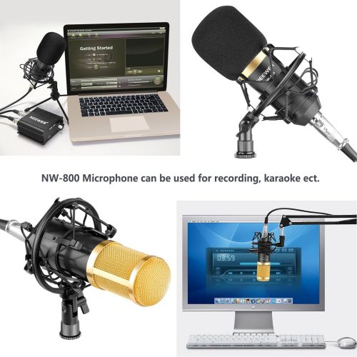 니워 [아마존베스트]Neewer NW 800Condenser Microphone Kit Golder, Black 48V Phantom Power, NW 35Boom Scissor Arm Stand with Shock Mount, Pop Filter, XLR Male to XLR Female Cable Home studio video r