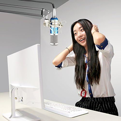 니워 [아마존베스트]Neewer NW-800 Silver Condenser Microphone Kit Black 48V Phantom Power NW-35 Boom Scissor Arm Stand with Shock Mount and Pop Filter for Home Studio Recording