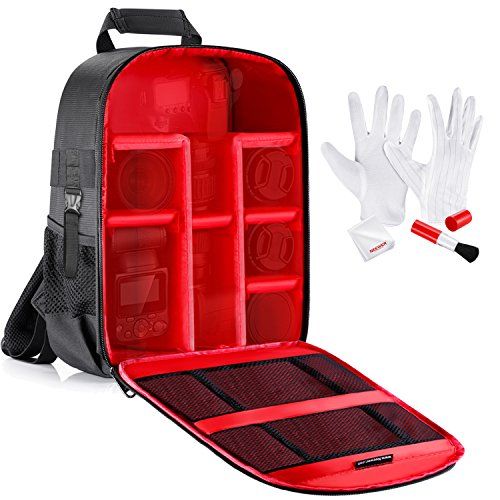 니워 Neewer Camera Case Waterproof Shockproof 11.8x5.5x14.6 inches/30x14x37 centimeters Camera Backpack Bag with Tripod Holder and Cleaning Kit for DSLR,Mirrorless Camera,Flash,Lens and