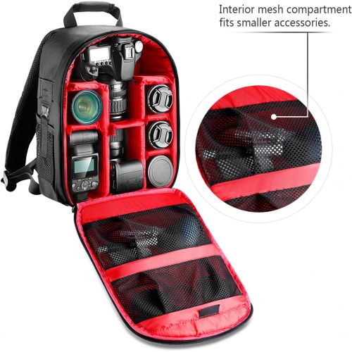 니워 Neewer Camera Case Waterproof Shockproof 11.8x5.5x14.6 inches/30x14x37 centimeters Camera Backpack Bag with Tripod Holder and Cleaning Kit for DSLR,Mirrorless Camera,Flash,Lens and