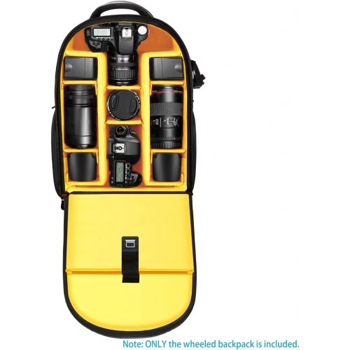 니워 Neewer 2-in-1 Wheeled Camera Backpack Luggage Trolley Case - Anti-shock Detachable Padded Compartment, Hidden Pull Bar and Strap, Durable, Waterproof for Camera, Tripod, Lens for A