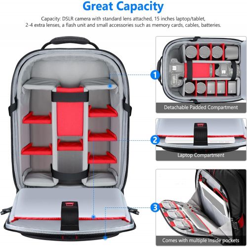니워 Neewer 2-in-1 Rolling Camera Backpack Trolley Case - Anti-Shock Detachable Padded Compartment, Hidden Pull Bar, Durable, Waterproof for Camera,Tripod,Flash Light,Lens,Laptop for Ai