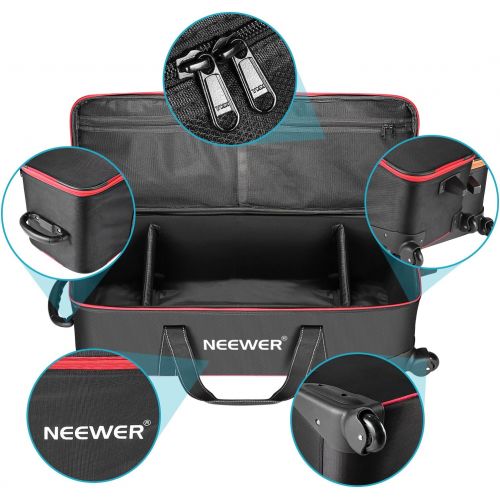 니워 Neewer Photo Studio Equipment Trolley Carry Bag 30x11x11/77x28x27cm with Straps Padded Compartment Wheel, Handle for Light Stand, Tripod, Strobe Light, Umbrella, Photo Studio and O