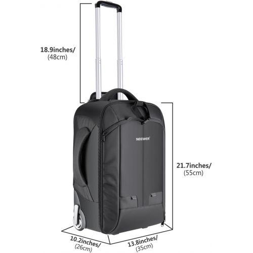 니워 Neewer Convertible Rolling Camera Backpack for SLRDSLR Cameras and Accessories (NW3300) Black