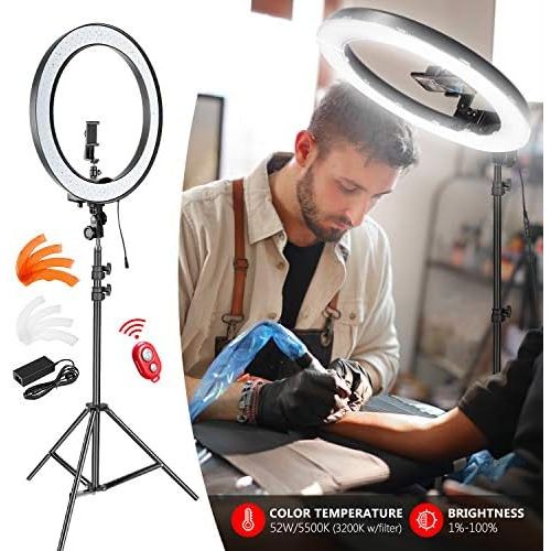 니워 Neewer Upgraded 18-inch Outer Dimmable SMD LED Ring Light with 79-inch Stand, Rotatable Phone Holder for SmartphoneCamera Make up YouTube Video Shooting (EUUS Plug, Bag Included)