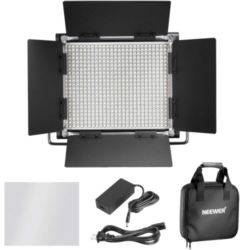 니워 Neewer Professional Metal Bi-Color LED Video Light for Studio, YouTube, Product Photography, Video Shooting, Durable Metal Frame, Dimmable 660 Beads, with U Bracket and Barndoor, 3