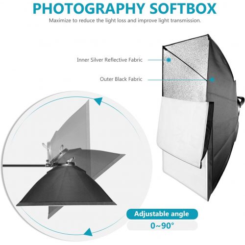 니워 Neewer Photography Bi-color Dimmable LED Softbox Lighting Kit:20x27 inches Studio Softbox, 45W Dimmable LED Light Head with 2 Color Temperature and Light Stand for Photo Studio Por