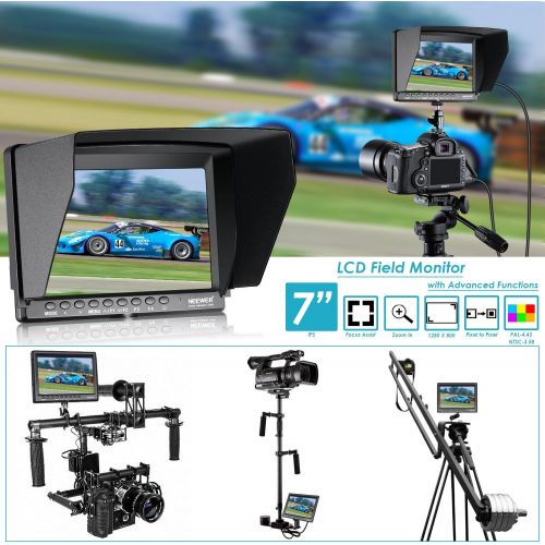 니워 Neewer F100 7-inch 1280x800 IPS Screen Camera Field Monitor Kit: Support 4k input with 2600mAh Rechargeable Li-ion Battery, USB Battery Charger and 11.8-inch Magic Arm for DSLR Cam